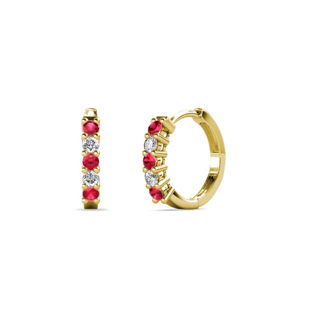 Aricia Petite Ruby and Lab Grown Diamond Hoop Earrings 
