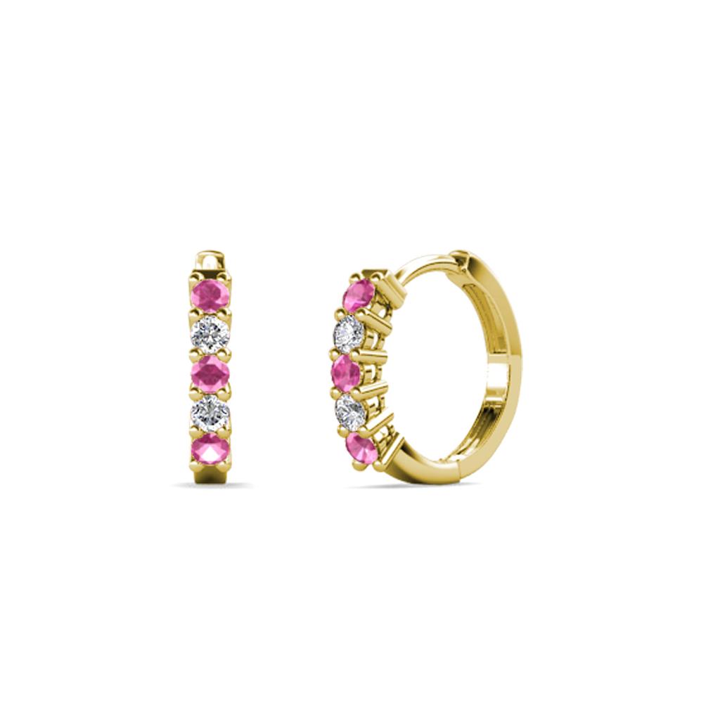 Aricia Petite Pink Sapphire and Lab Grown Diamond Hoop Earrings 