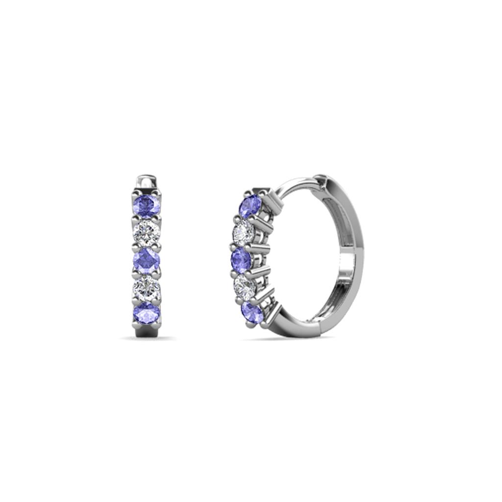 Aricia Petite Tanzanite and Lab Grown Diamond Hoop Earrings 
