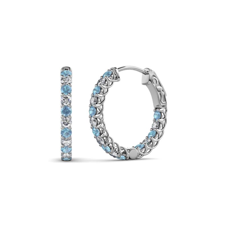 Amara Aquamarine and Lab Grown Diamond Hoop Earrings 