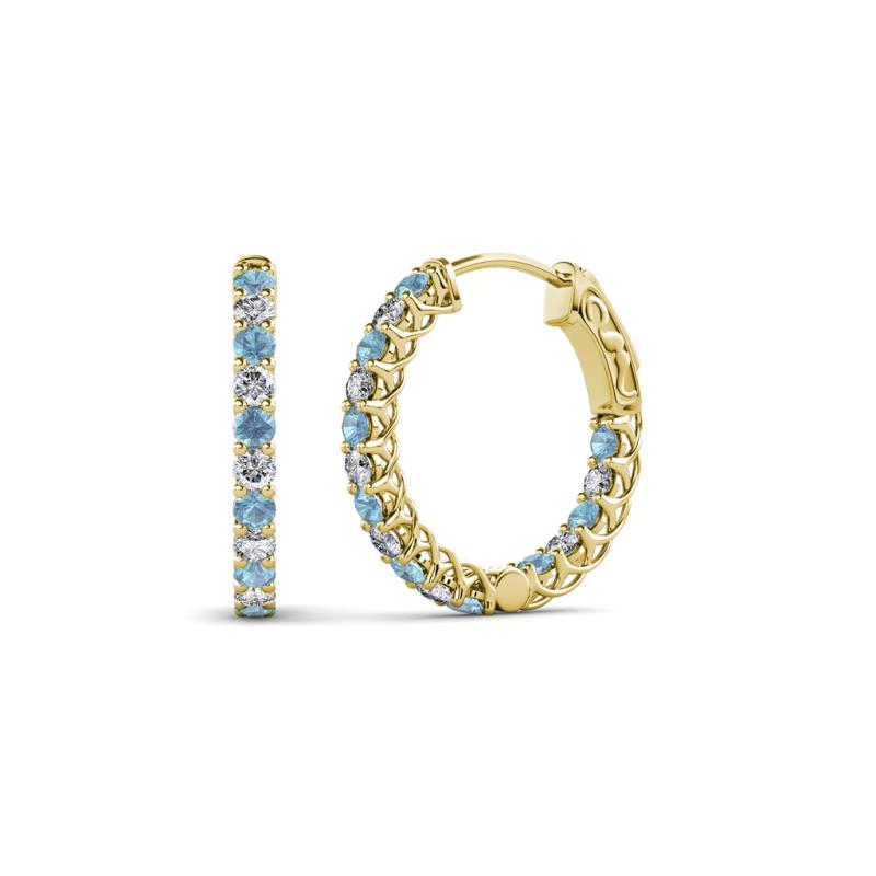 Amara Aquamarine and Lab Grown Diamond Hoop Earrings 