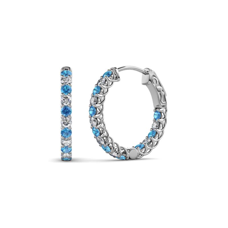 Amara Blue Topaz and Lab Grown Diamond Hoop Earrings 