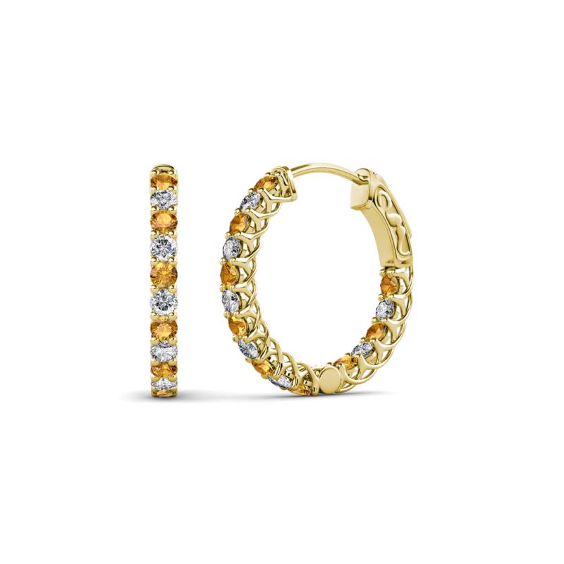 Amara Citrine and Lab Grown Diamond Hoop Earrings 