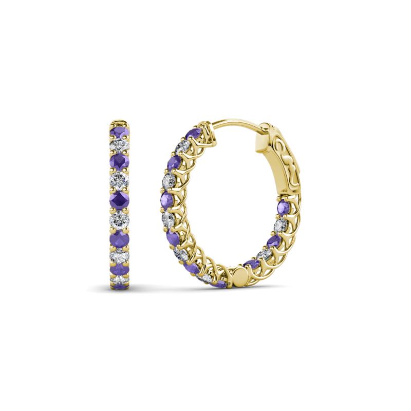 Amara Iolite and Lab Grown Diamond Hoop Earrings 
