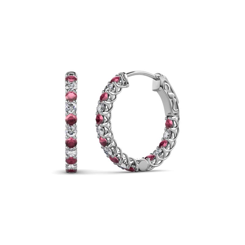 Amara Rhodolite Garnet and Lab Grown Diamond Hoop Earrings 