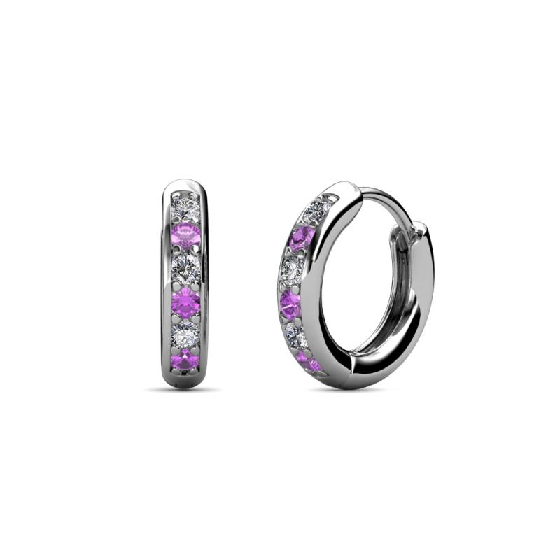 Cianna 1.80mm (0.25 ctw) Petite Amethyst and Lab Grown Diamond Hoop Earrings 