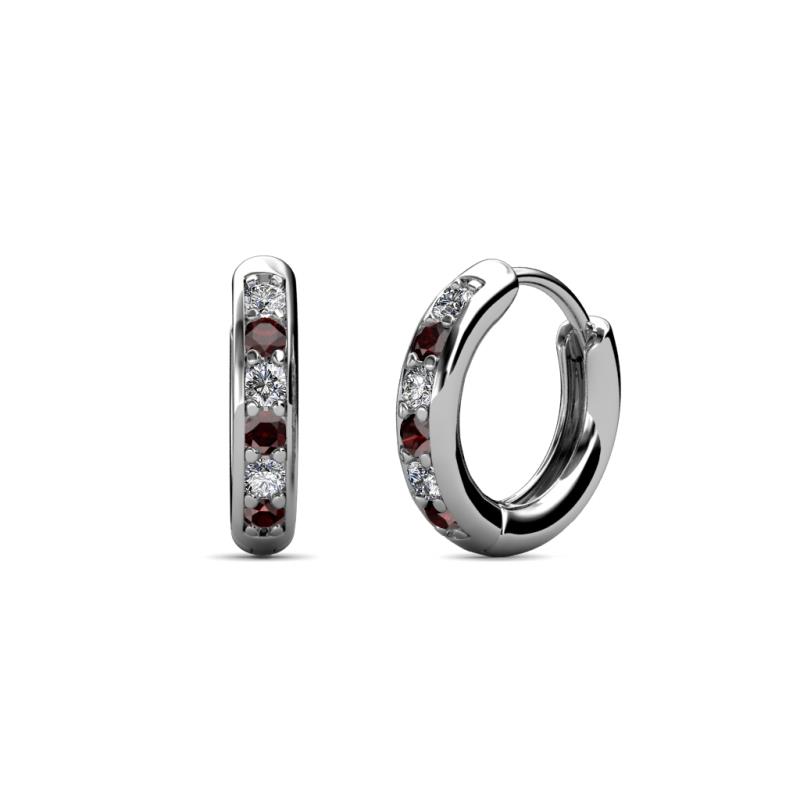 Cianna 1.80mm (0.31 ctw) Petite Red Garnet and Lab Grown Diamond Hoop Earrings 