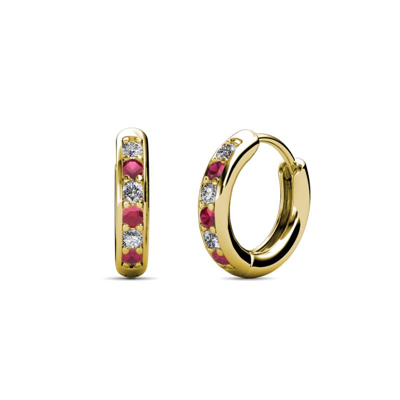 Cianna 1.80mm (0.31 ctw) Petite Ruby and Lab Grown Diamond Hoop Earrings 