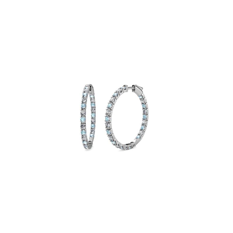 Melissa Aquamarine and Lab Grown Diamond Hoop Earrings 