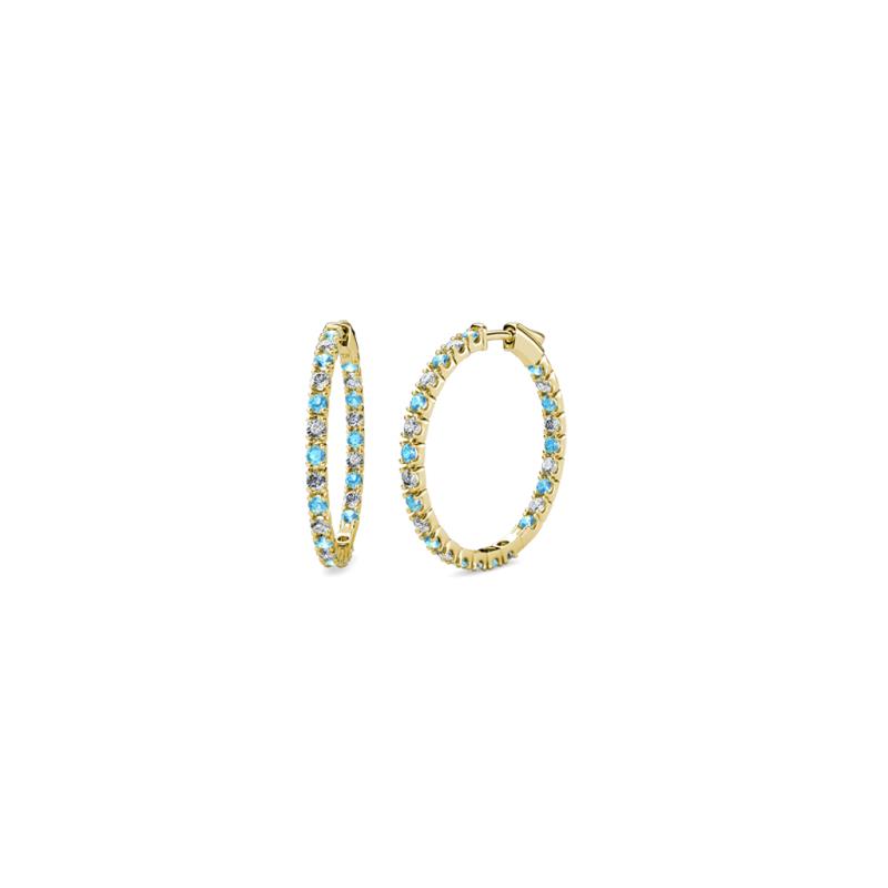 Melissa Blue Topaz and Lab Grown Diamond Hoop Earrings 