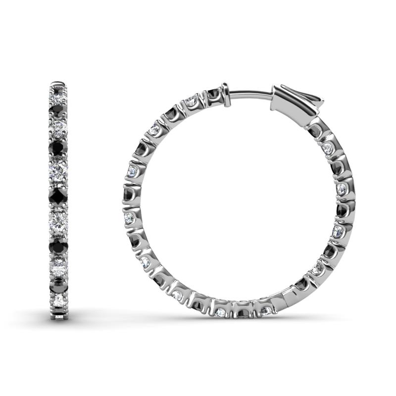 Melissa 1.03 ctw (1.70 mm) Inside Outside Round Black Diamond and Lab Grown Diamond Eternity Hoop Earrings 