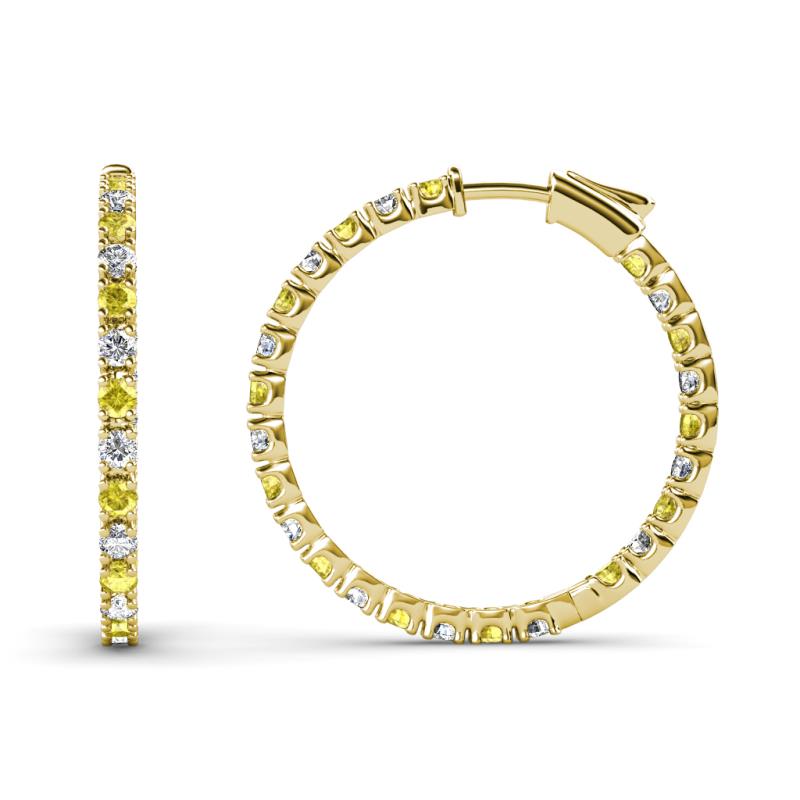 Melissa 1.00 ctw (1.70 mm) Inside Outside Round Yellow Sapphire and Lab Grown Diamond Eternity Hoop Earrings 
