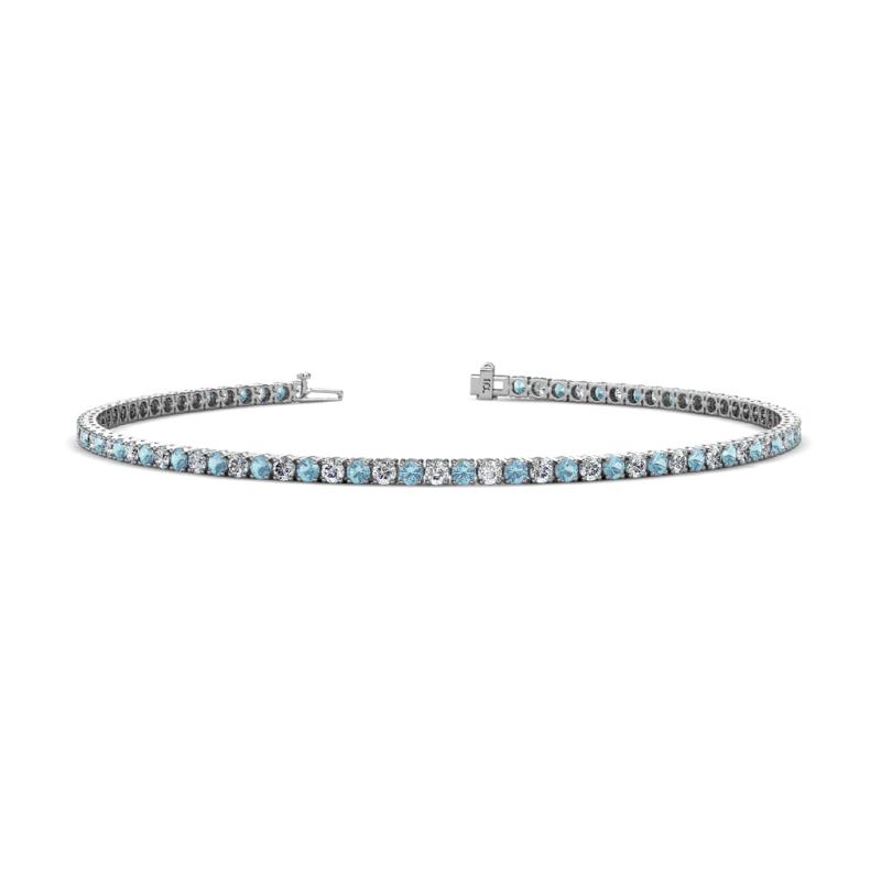 Leslie 2.00 mm Aquamarine and Lab Grown Diamond Eternity Tennis Bracelet 