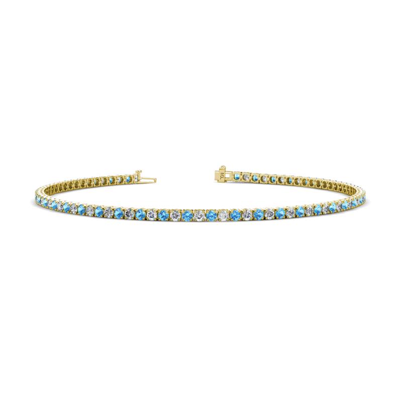 Leslie 2.00 mm Blue Topaz and Lab Grown Diamond Eternity Tennis Bracelet 