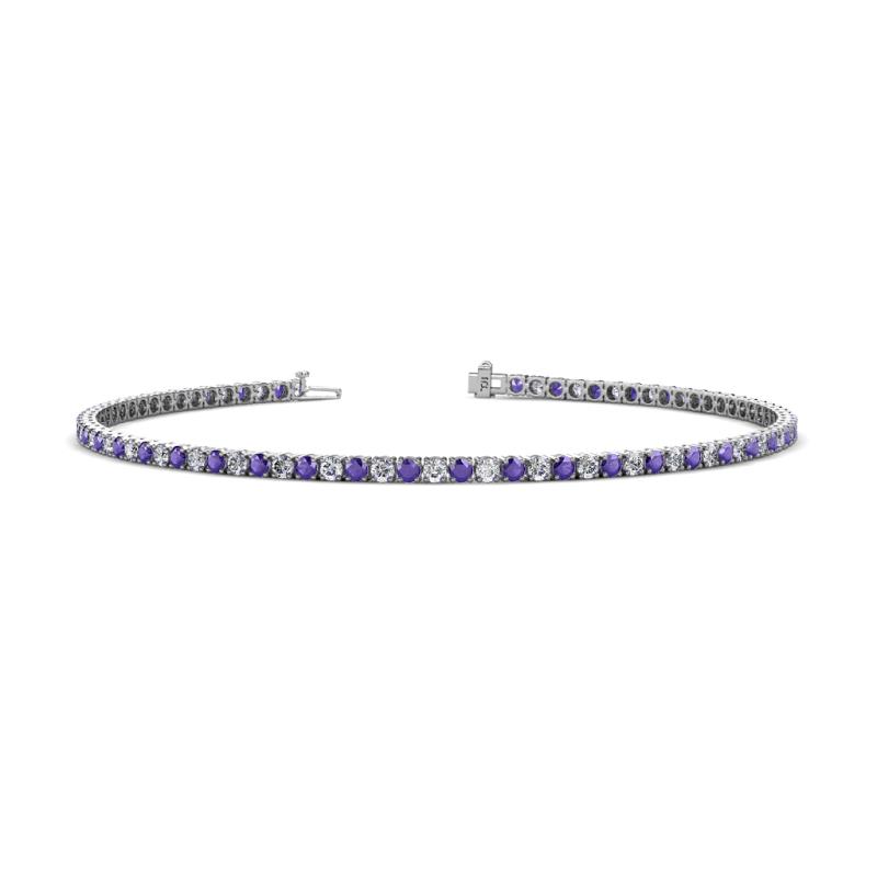 Leslie 2.00 mm Iolite and Lab Grown Diamond Eternity Tennis Bracelet 