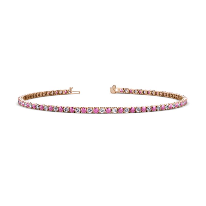 Leslie 2.00 mm Pink Sapphire and Lab Grown Diamond Eternity Tennis Bracelet 
