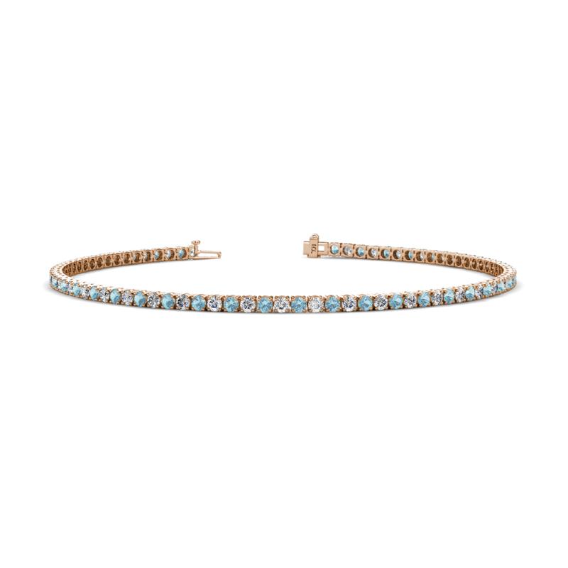 Leslie 2.00 mm Aquamarine and Lab Grown Diamond Eternity Tennis Bracelet 