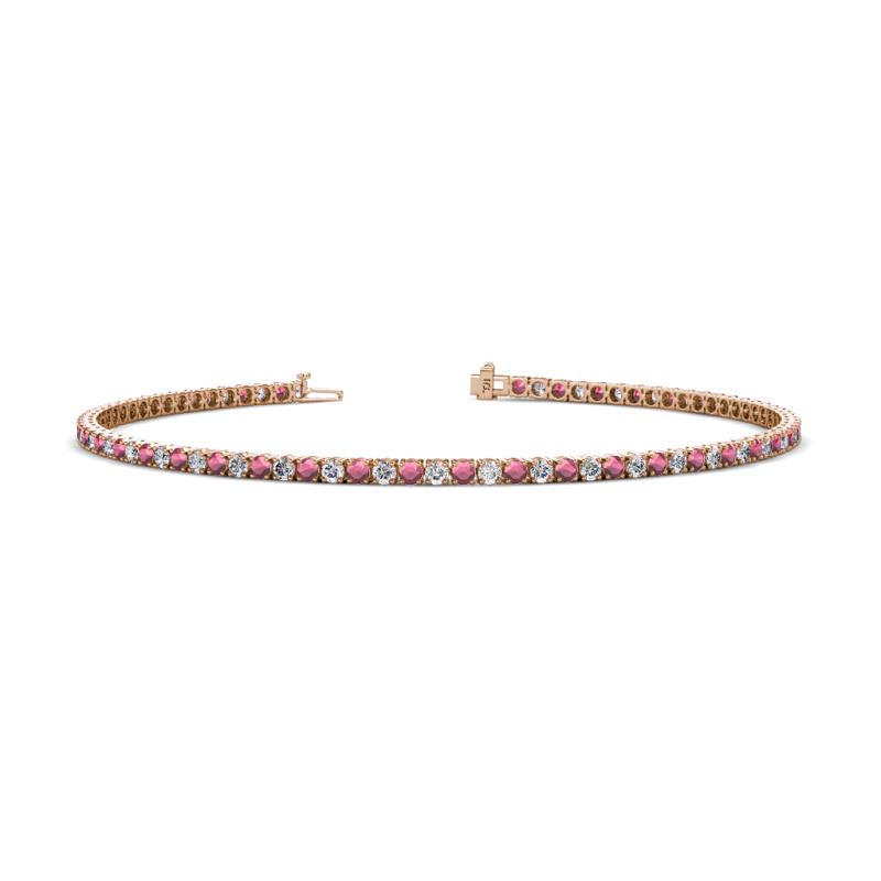 Leslie 2.00 mm Rhodolite Garnet and Lab Grown Diamond Eternity Tennis Bracelet 