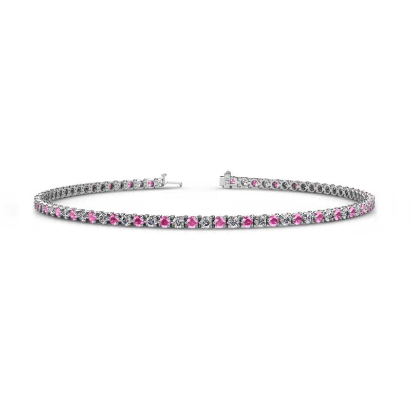 Cliona 2.00 mm Pink Sapphire and Lab Grown Diamond Eternity Tennis Bracelet 