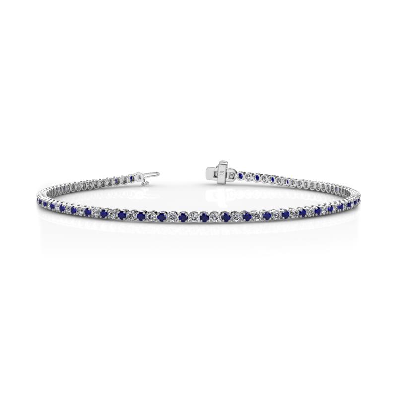 Izarra 2.15 ctw Blue Sapphire and Lab Grown Diamond (2.00 mm) Eternity Tennis Bracelet 