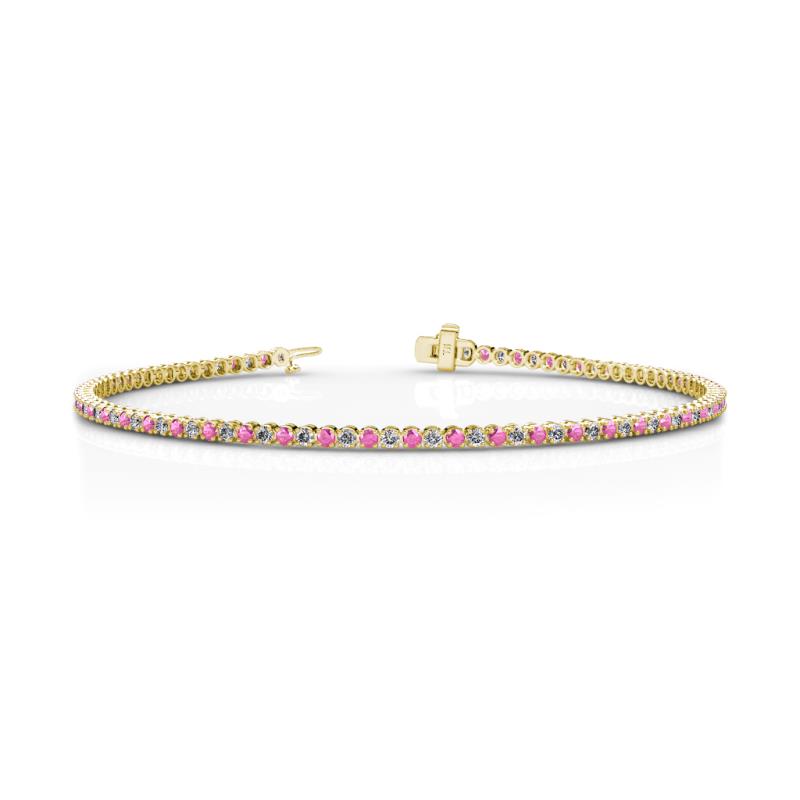 Izarra 2.15 ctw Pink Sapphire and Lab Grown Diamond (2.00 mm) Eternity Tennis Bracelet 