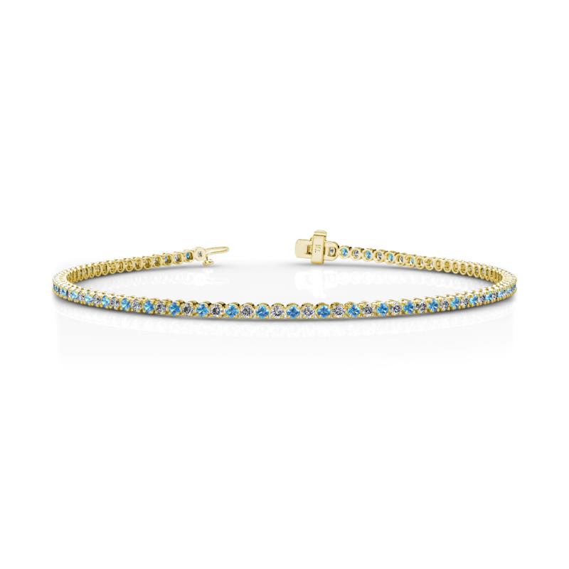 Izarra 1.98 ctw Blue Topaz and Lab Grown Diamond (2.00 mm) Eternity Tennis Bracelet 