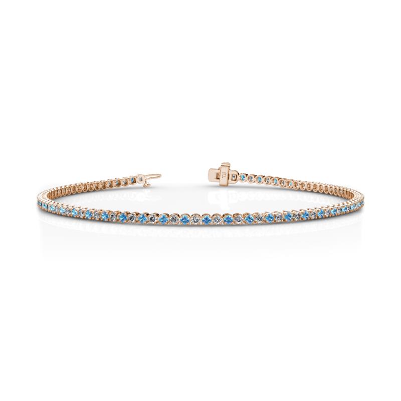 Izarra 1.98 ctw Blue Topaz and Lab Grown Diamond (2.00 mm) Eternity Tennis Bracelet 