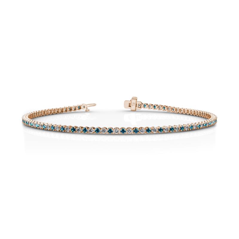Izarra 2.15 ctw Blue Diamond and Lab Grown Diamond (2.00 mm) Eternity Tennis Bracelet 