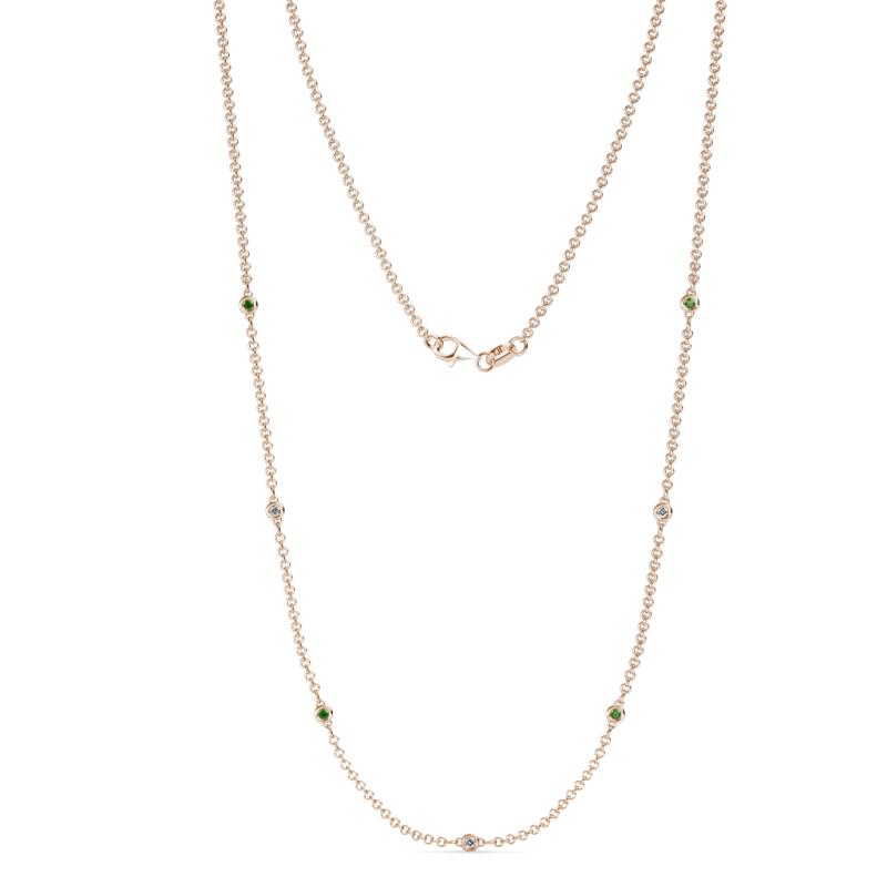 Salina (7 Stn/1.9mm) Green Garnet and Lab Grown Diamond on Cable Necklace 