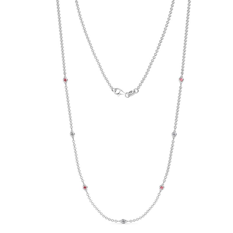 Salina (7 Stn/1.9mm) Pink Tourmaline and Lab Grown Diamond on Cable Necklace 