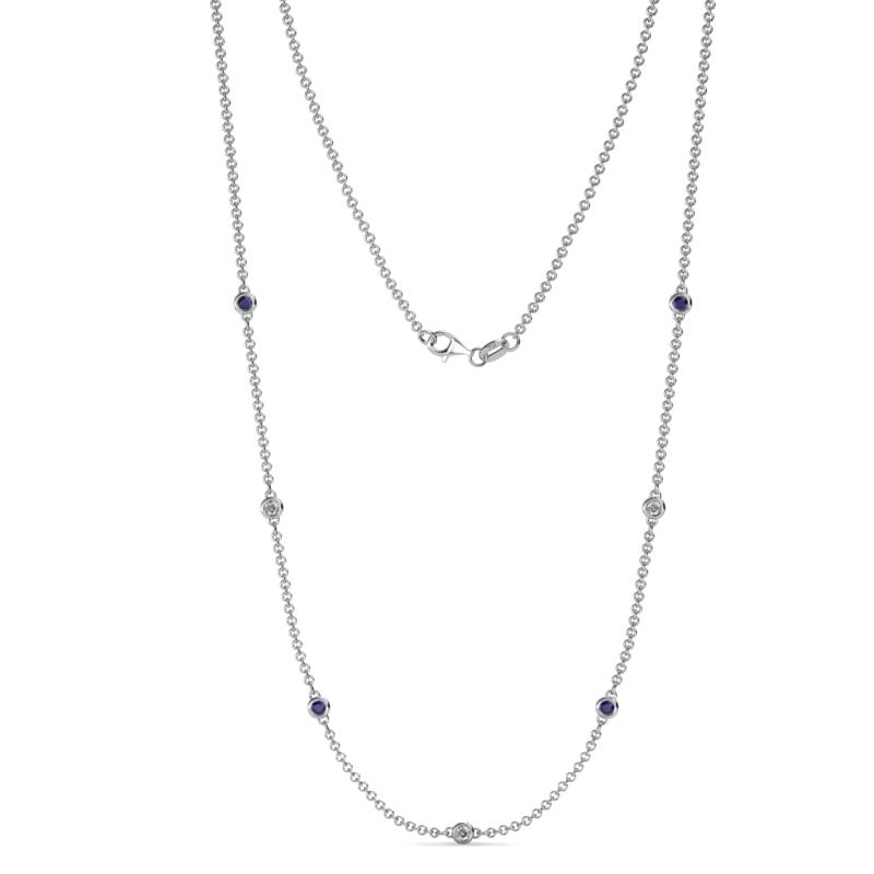 Salina (7 Stn/2.3mm) Blue Sapphire and Lab Grown Diamond on Cable Necklace 