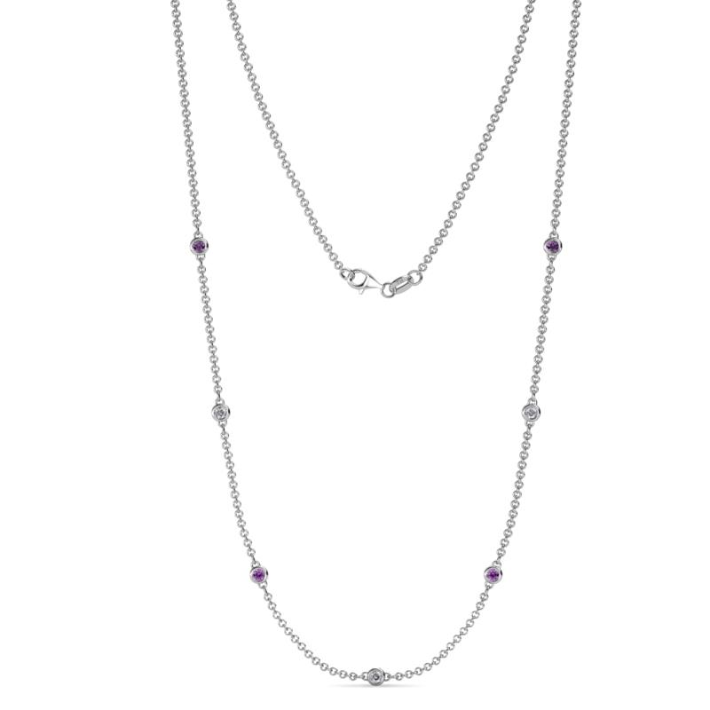 Salina (7 Stn/2.3mm) Amethyst and Lab Grown Diamond on Cable Necklace 