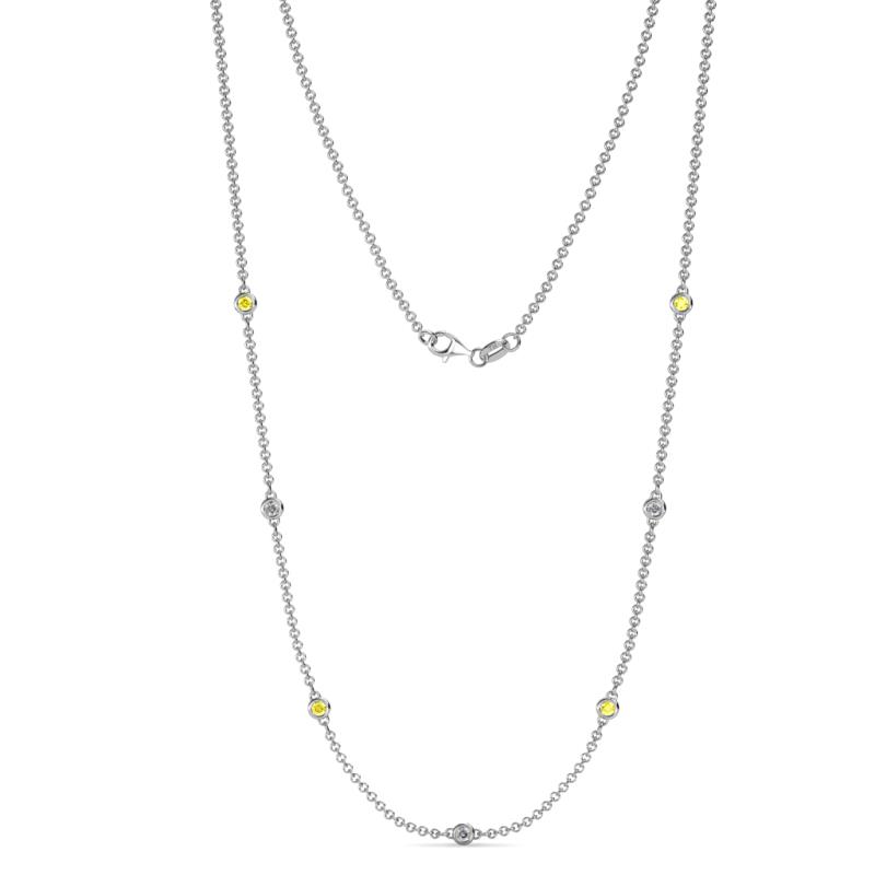 Salina (7 Stn/2.3mm) Yellow Sapphire and Lab Grown Diamond on Cable Necklace 