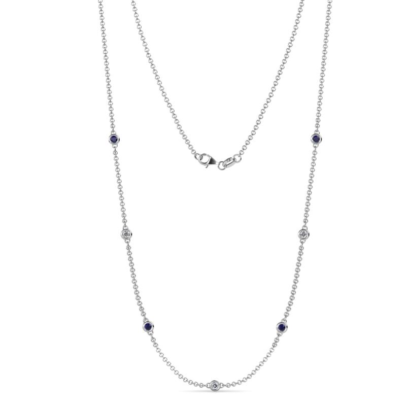 Salina (7 Stn/2.6mm) Blue Sapphire and Lab Grown Diamond on Cable Necklace 