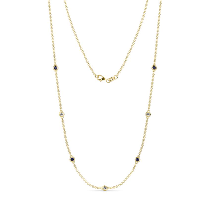 Salina (7 Stn/2.6mm) Blue Sapphire and Lab Grown Diamond on Cable Necklace 