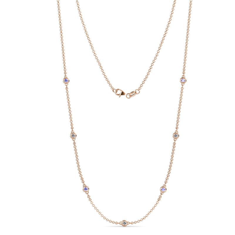 Salina (7 Stn/2.6mm) Tanzanite and Lab Grown Diamond on Cable Necklace 