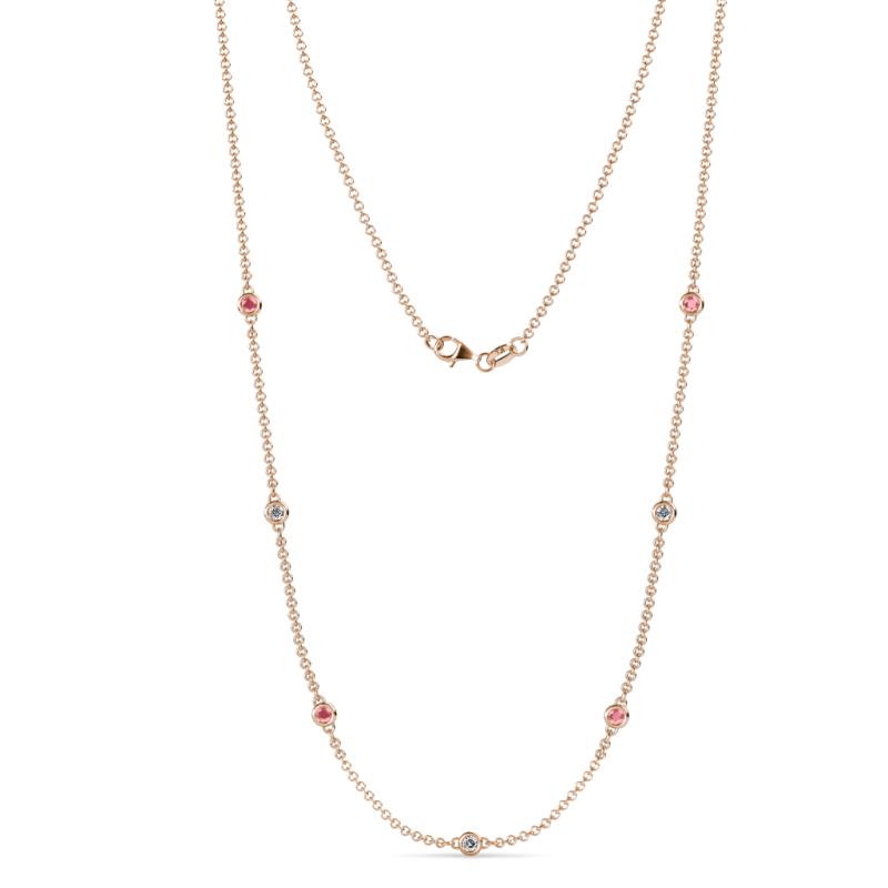 Salina (7 Stn/2.6mm) Pink Tourmaline and Lab Grown Diamond on Cable Necklace 