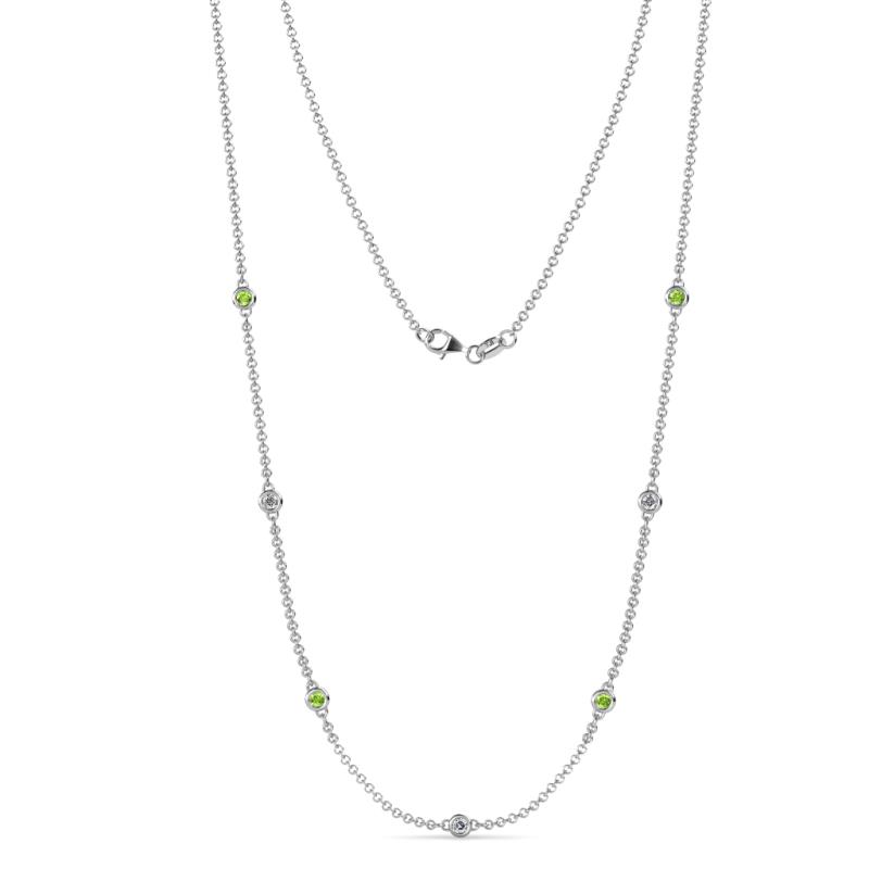 Salina (7 Stn/2.6mm) Peridot and Lab Grown Diamond on Cable Necklace 