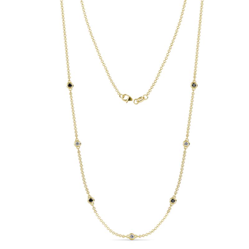 Salina (7 Stn/2.6mm) Black and White Lab Grown Diamond on Cable Necklace 