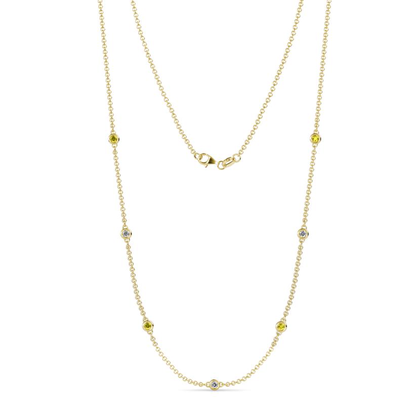 Salina (7 Stn/2.6mm) Yellow and White Lab Grown Diamond on Cable Necklace 
