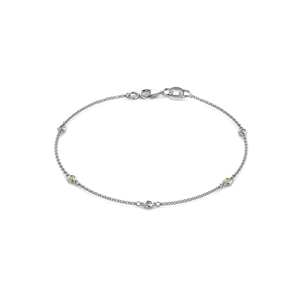 Aizza (5 Stn/2mm) Peridot and Lab Grown Diamond Station Bracelet 