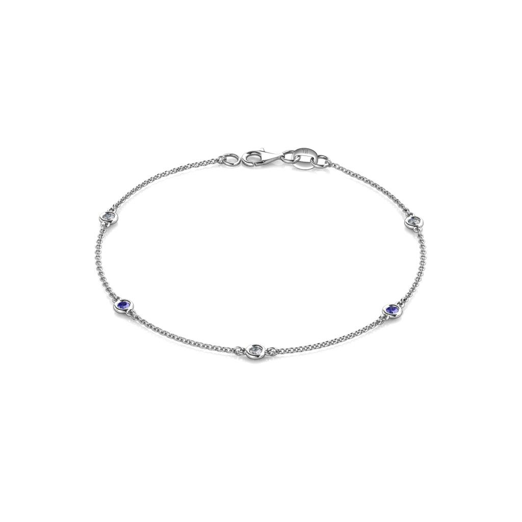 Aizza (5 Stn/2.4mm) Tanzanite and Lab Grown Diamond Station Bracelet 