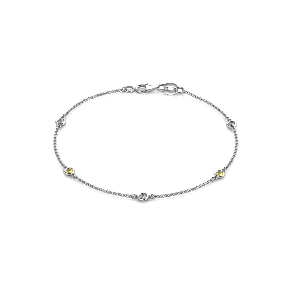 Aizza (5 Stn/2.4mm) Yellow Sapphire and Lab Grown Diamond Station Bracelet 