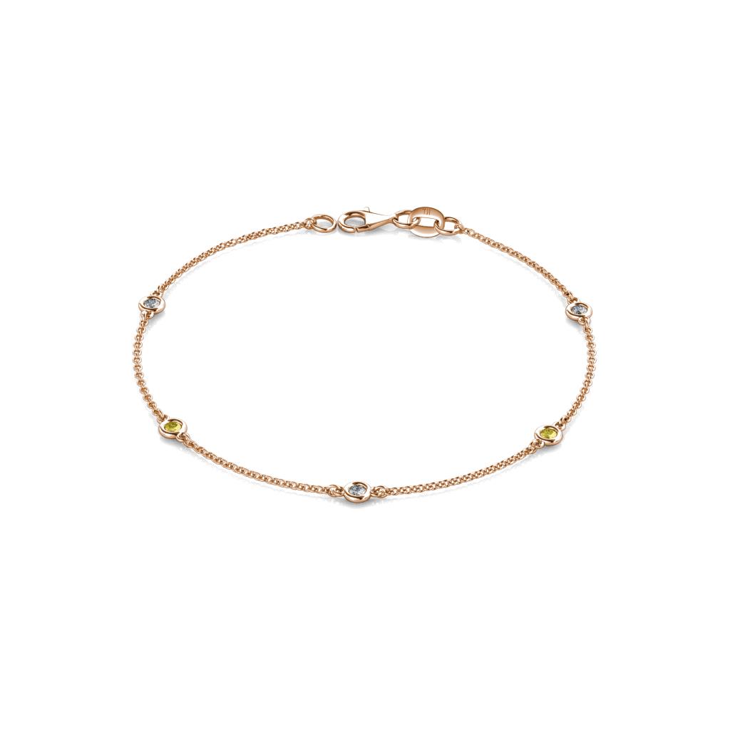 Aizza (5 Stn/2.4mm) Yellow Sapphire and Lab Grown Diamond Station Bracelet 