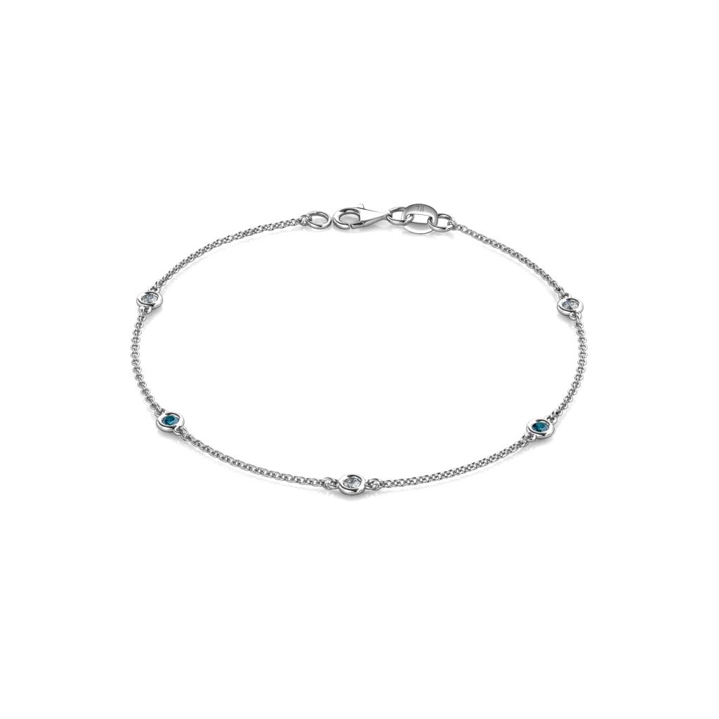 Aizza (5 Stn/2.4mm) Blue Diamond and White Lab Grown Diamond Station Bracelet 