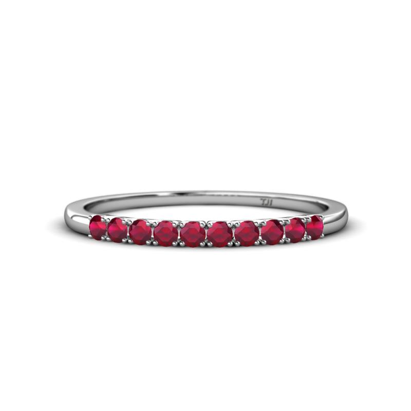 Emlynn 2.40 mm Ruby 10 Stone Wedding Band 