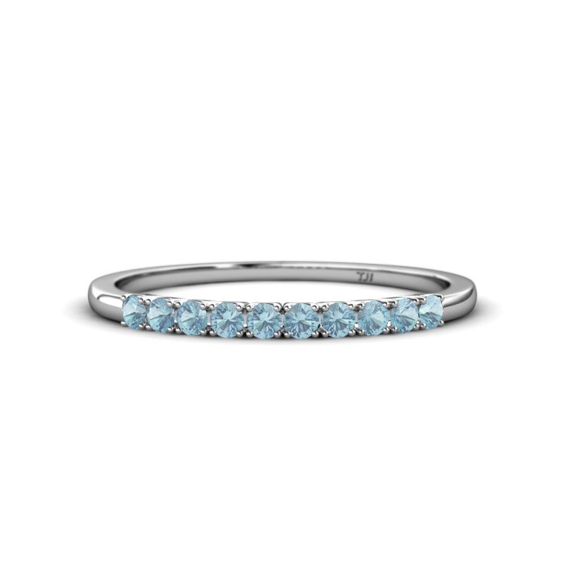 Emlynn 2.40 mm Aquamarine 10 Stone Wedding Band 