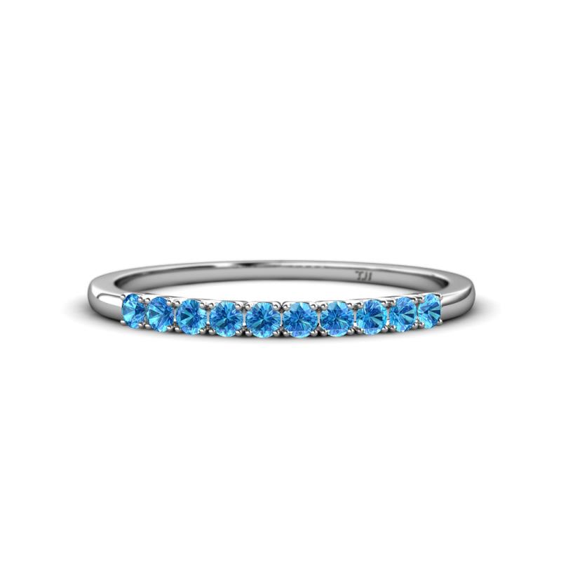 Emlynn 2.40 mm Blue Topaz 10 Stone Wedding Band 