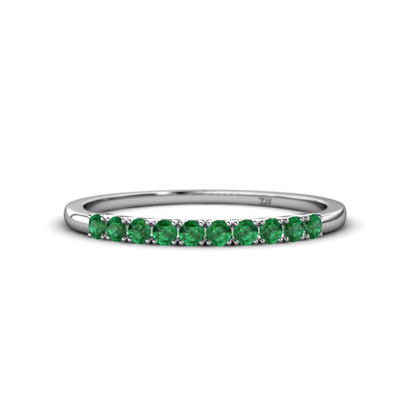 Emlynn 2.40 mm Emerald 10 Stone Wedding Band 