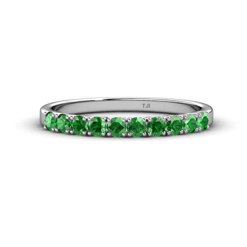 Emlynn 2.70 mm Green Garnet 10 Stone Wedding Band 